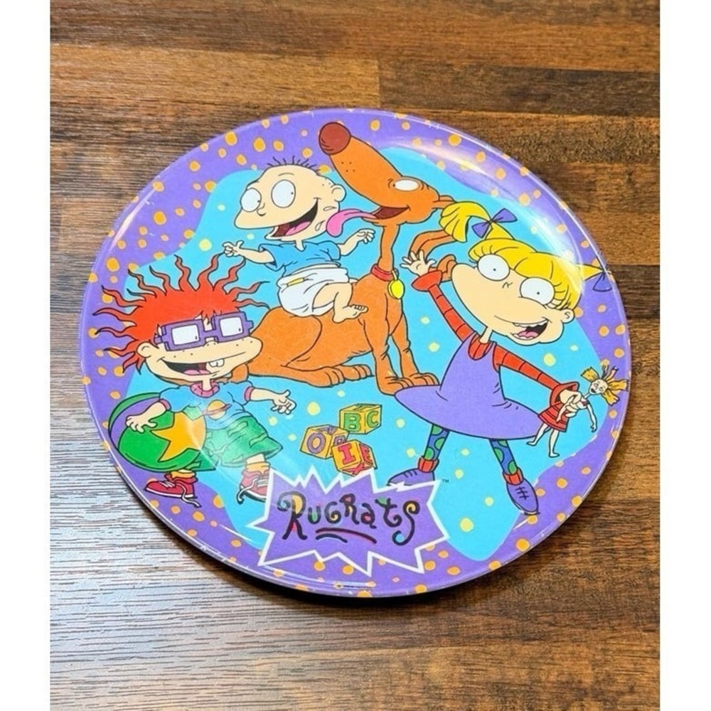 Vintage plastic Rugrats 8 inch plate.  Angelica and Chuckie. Nostalgic